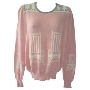 DIA North of Boston handknit 1987 vintage pink pullover sweater S/M